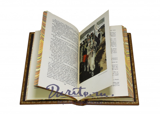 Собрание сочинений М. Шолохова в 8-ми томах в кожаном переплете с тиснением