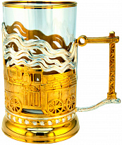 Подстаканник в подарок «Паровозы»