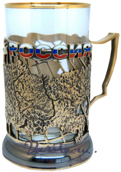 Подстаканник из латуни с эмалью «Россия»