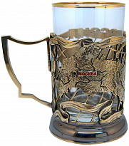 Подстаканник из латуни с эмалью «Россия»