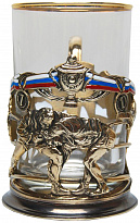 Подстаканник из латуни с эмалью «Самбо»