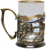 Подстаканник из латуни с эмалью «Самбо»