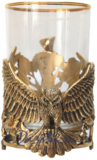 Подстаканник из латуни в подарок «Сова»