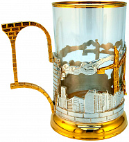 Подстаканник с золочением и серебрением «Строители»