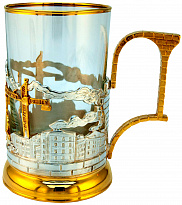 Подстаканник с золочением и серебрением «Строители»