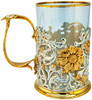 Подстаканник с золочением и серебрением «Цветы»