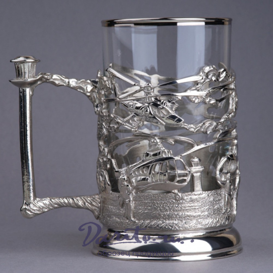 Подстаканник из латуни с никелированием «Вертолеты»