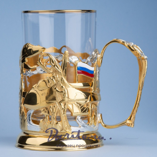 Подстаканник с золочением и эмалью «ВКС»