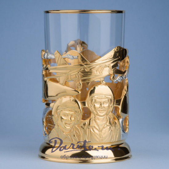 Подстаканник с золочением и эмалью «ВКС»