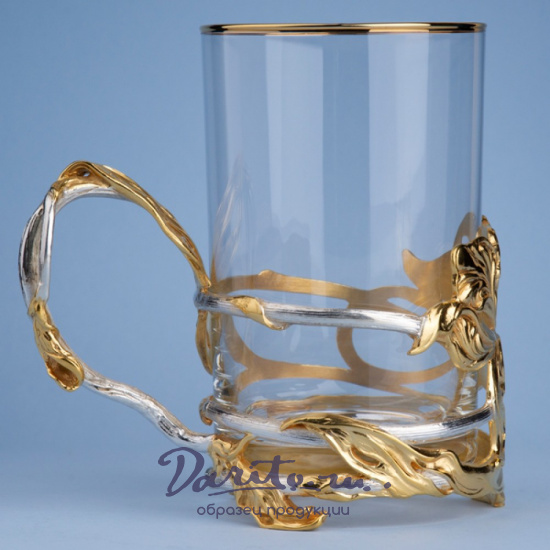 Подстаканник с золочением и серебрением «Ирис»