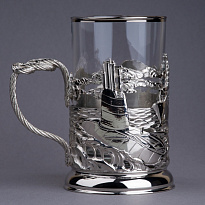 Подстаканник с никелированием и эмалью «Морфлот»