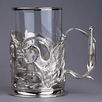 Подстаканник с никелированием «Охота в камышах»