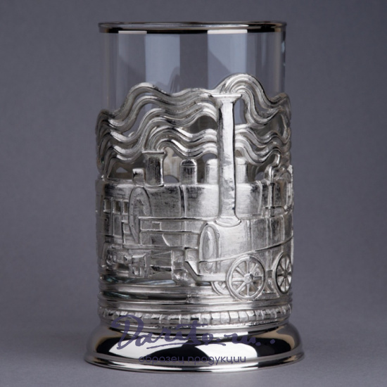 Подстаканник из латуни с никелированием «Паровозы»