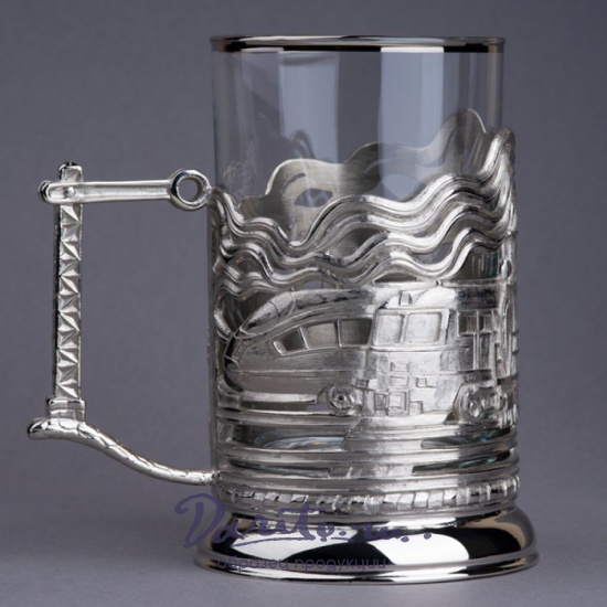 Подстаканник из латуни с никелированием «Паровозы»