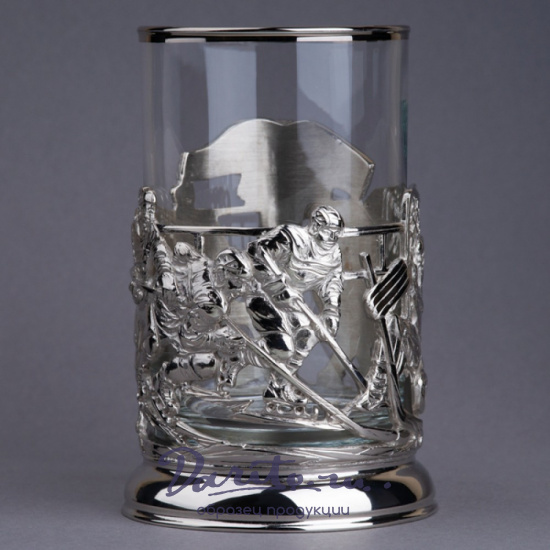 Подстаканник из латуни с никелированием  «Хоккей»