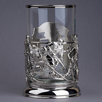 Подстаканник из латуни с никелированием  «Хоккей»