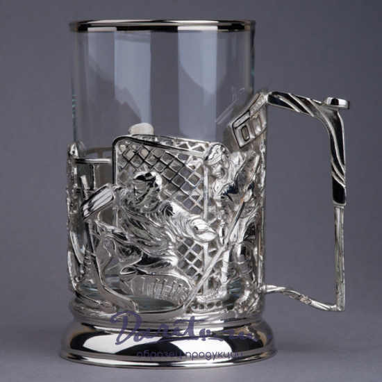 Подстаканник из латуни с никелированием  «Хоккей»