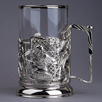 Подстаканник из латуни с никелированием  «Хоккей»