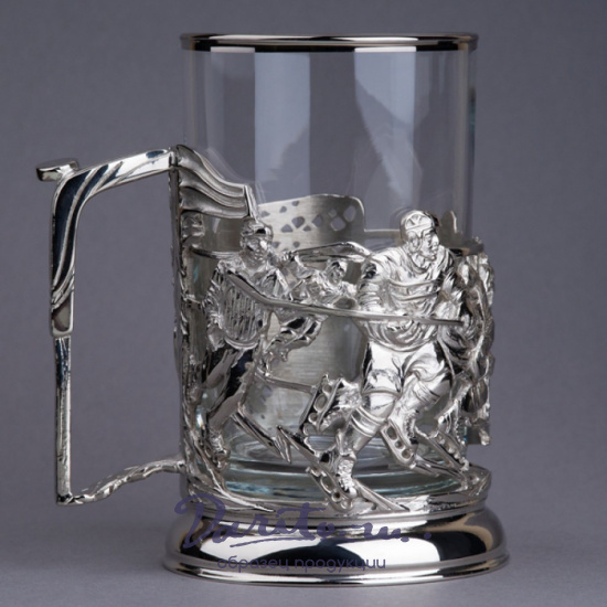 Подстаканник из латуни с никелированием  «Хоккей»