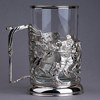 Подстаканник из латуни с никелированием  «Хоккей»