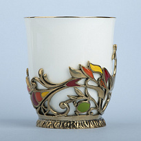 Подстаканник из латуни с эмалью «Жар-птица»