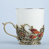 Подстаканник из латуни с эмалью «Жар-птица»