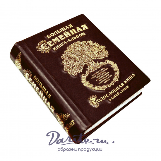 Большая семейная родословная книга-альбом в кожаном переплете с тиснением